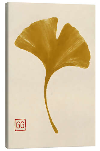 Canvas print Wabi-Sabi Golden Ginkgo Leaf