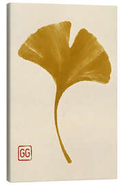 Canvas print Wabi-Sabi Golden Ginkgo Leaf - Gradient Grooves