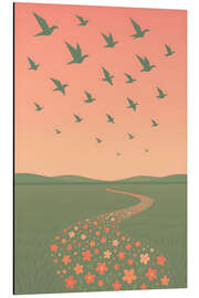 Obraz na aluminium Meadow with flower path at sunset - Gradient Grooves