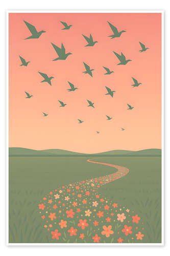 Juliste Meadow with flower path at sunset
