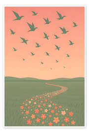 Taulu Meadow with flower path at sunset - Gradient Grooves