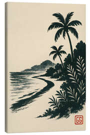 Lienzo Tropical Palm Coast, Sumi-E illustration - Gradient Grooves