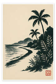 Taulu Tropical Palm Coast, Sumi-E illustration - Gradient Grooves