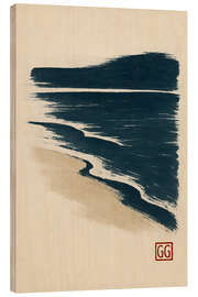 Obraz na drewnie Indigo Coastline Brush - Gradient Grooves