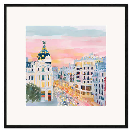 Impresión de arte enmarcada Madrid at sunset