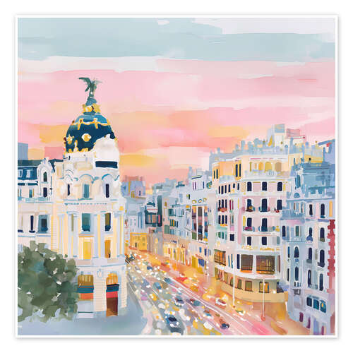Juliste Madrid at sunset