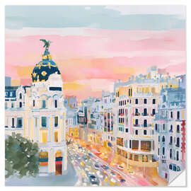 Wandsticker Madrid im Sonnenuntergang