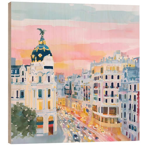 Obraz na drewnie Madrid at sunset