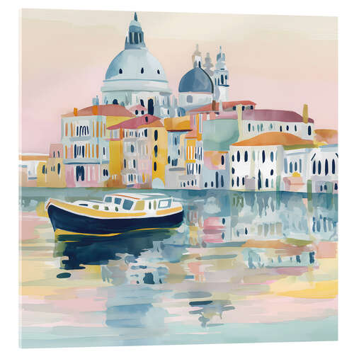 Tableau en verre acrylique Lonely boat in Venice