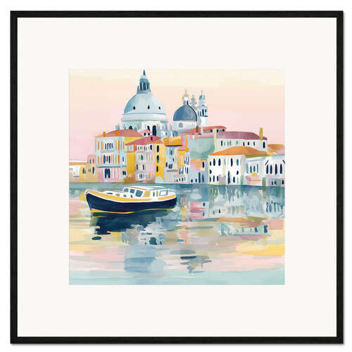 Impresión de arte enmarcada Lonely boat in Venice