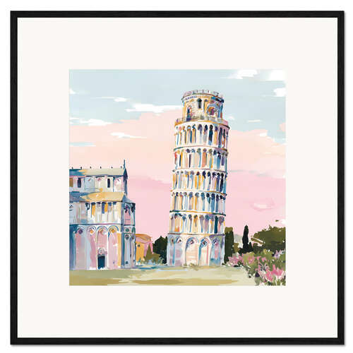 Impresión de arte enmarcada The Leaning Tower of Pisa in the morning light