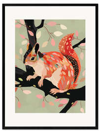 Gerahmter Kunstdruck Eichhörnchen im Baum