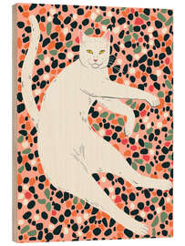 Wood print Cat Stretching - Artsy Sesta