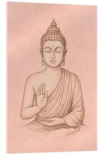 Akrylbilde Buddha in Pastel Pink