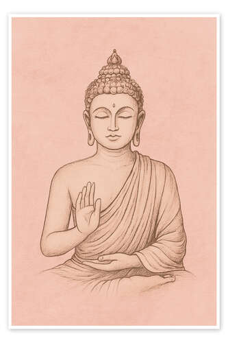 Plakat Buddha in Pastel Pink