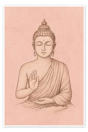 Wandbild Buddha in Pastellrosa - treechild
