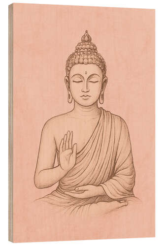 Puutaulu Buddha in Pastel Pink