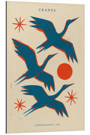 Aluminiumsbilde Cranes Lithograph - treechild