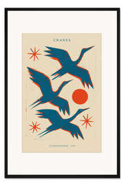 Gerahmter Kunstdruck Cranes Lithograph