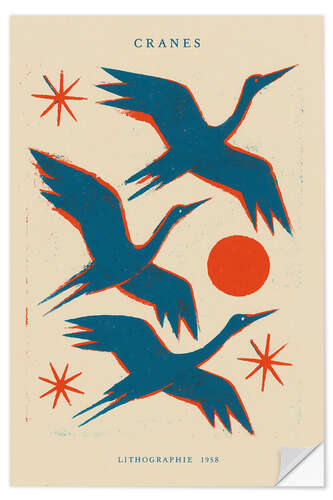 Wandsticker Cranes Lithograph