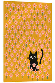 Acrylic print Cat In Flower Garden - treechild