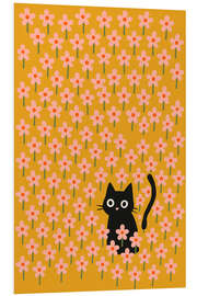 Hartschaumbild Katze im Blumengarten