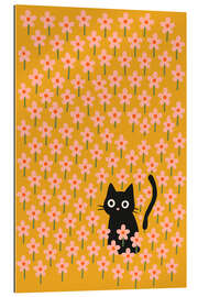 Gallery Print Katze im Blumengarten