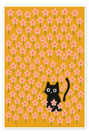 Tavla Cat In Flower Garden - treechild