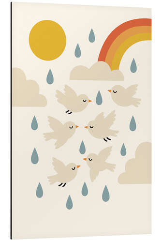 Aluminium print Birds In Rain