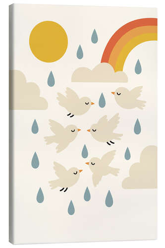 Tableau sur toile Birds In Rain