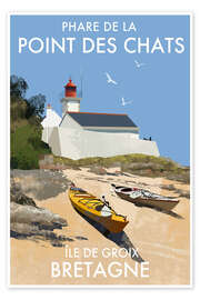 Wandbild Leuchtturm Point des Chats, Bretagne, Frankreich - Roger O’Reilly