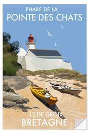 Wandsticker Leuchtturm Pointe des Chats, Bretagne, Frankreich