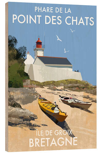Wood print Point des Chats Lighthouse, Brittany, France