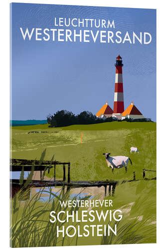 Tableau en verre acrylique Westerheversand Lighthouse, Schleswig-Holstein, Germany