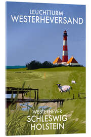 Tableau en verre acrylique Westerheversand Lighthouse, Schleswig-Holstein, Germany - Roger O’Reilly