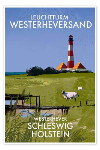 Póster Westerheversand Lighthouse, Schleswig-Holstein, Germany