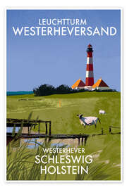 Wandbild Leuchtturm Westerheversand, Schleswig Holstein, Germany - Roger O’Reilly