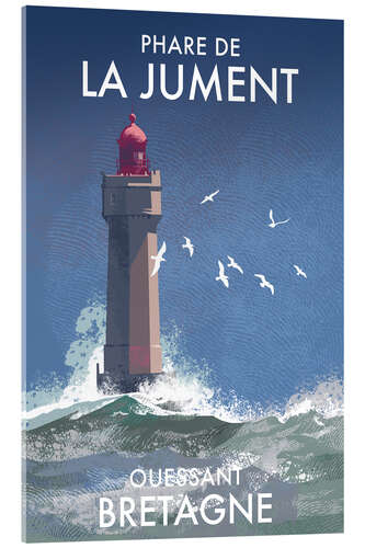 Tableau en verre acrylique Phare de La Jument, Ouessant, Bretagne, France