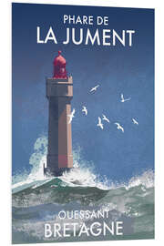 Hartschaumbild Leuchtturm La Jument, Ouessant, Bretagne, Frankreich