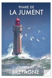Wandsticker Leuchtturm La Jument, Ouessant, Bretagne, Frankreich