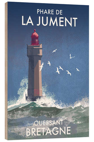 Tableau en bois Phare de La Jument, Ouessant, Bretagne, France