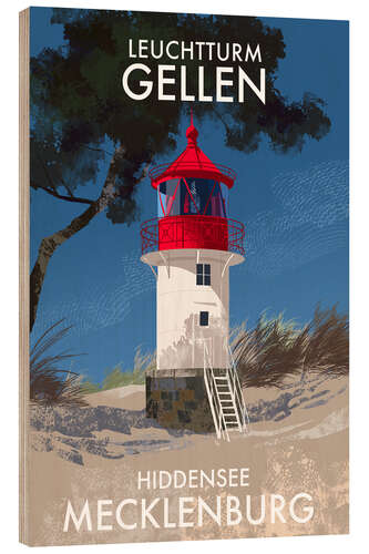 Tableau en bois Gellen Lighthouse, Hiddensee, Mecklenburg, Germany