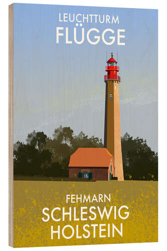 Holzbild Leuchtturm Flügge, Schleswig Holstein, Deutschland