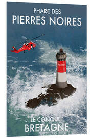 Hartschaumbild Leuchtturm Black Stones, Bretagne, Frankreich