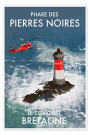 Wandbild Leuchtturm Black Stones, Bretagne, Frankreich - Roger O’Reilly