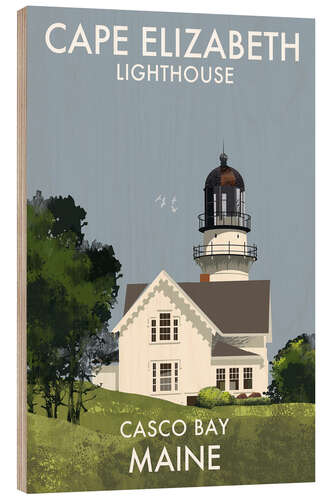 Holzbild Leuchtturm von Cape Elizabeth, Maine, USA