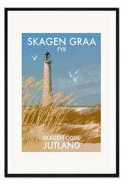 Gerahmter Kunstdruck Skagen Gray Leuchtturm, Jütland, Dänemark