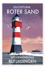 Wandbild Leuchtturm Roter Sand, Wesermündung, Nordsee - Roger O’Reilly
