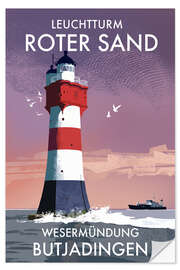 Wandsticker Leuchtturm Roter Sand, Wesermündung, Nordsee