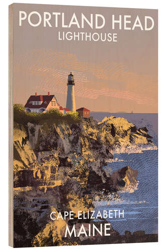Tableau en bois Portland Head Lighthouse, Maine, USA